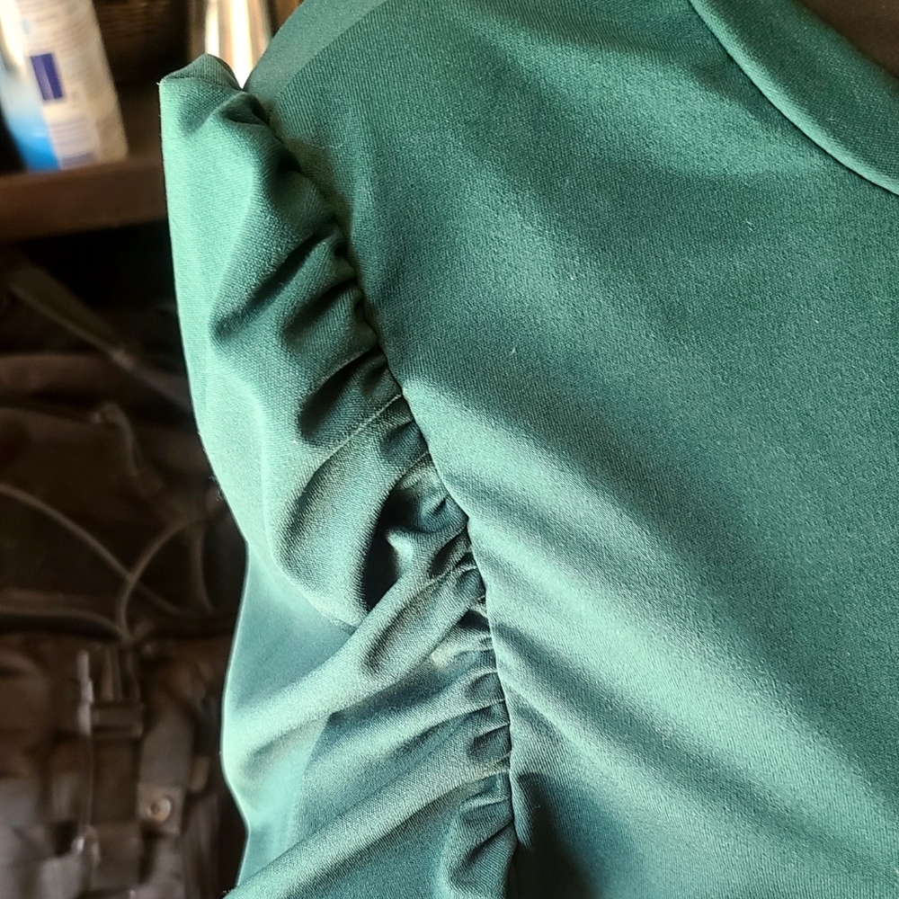 Cute Zara puff sleeved Emerald top - Picture 4 of 5